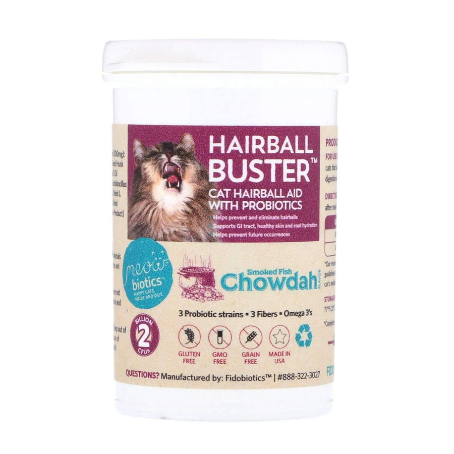 Hairball Buster - Hairball Aid With Probiotic Powder For Cats - Fidobiotics - probiotics for dogs and cats